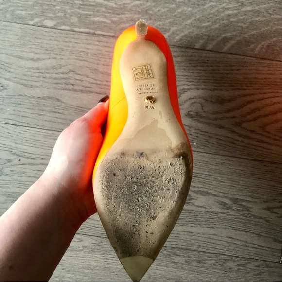 Stuart Weitzman Anny 105 neon orange pumps sz 6.5 - Picture 7 of 12